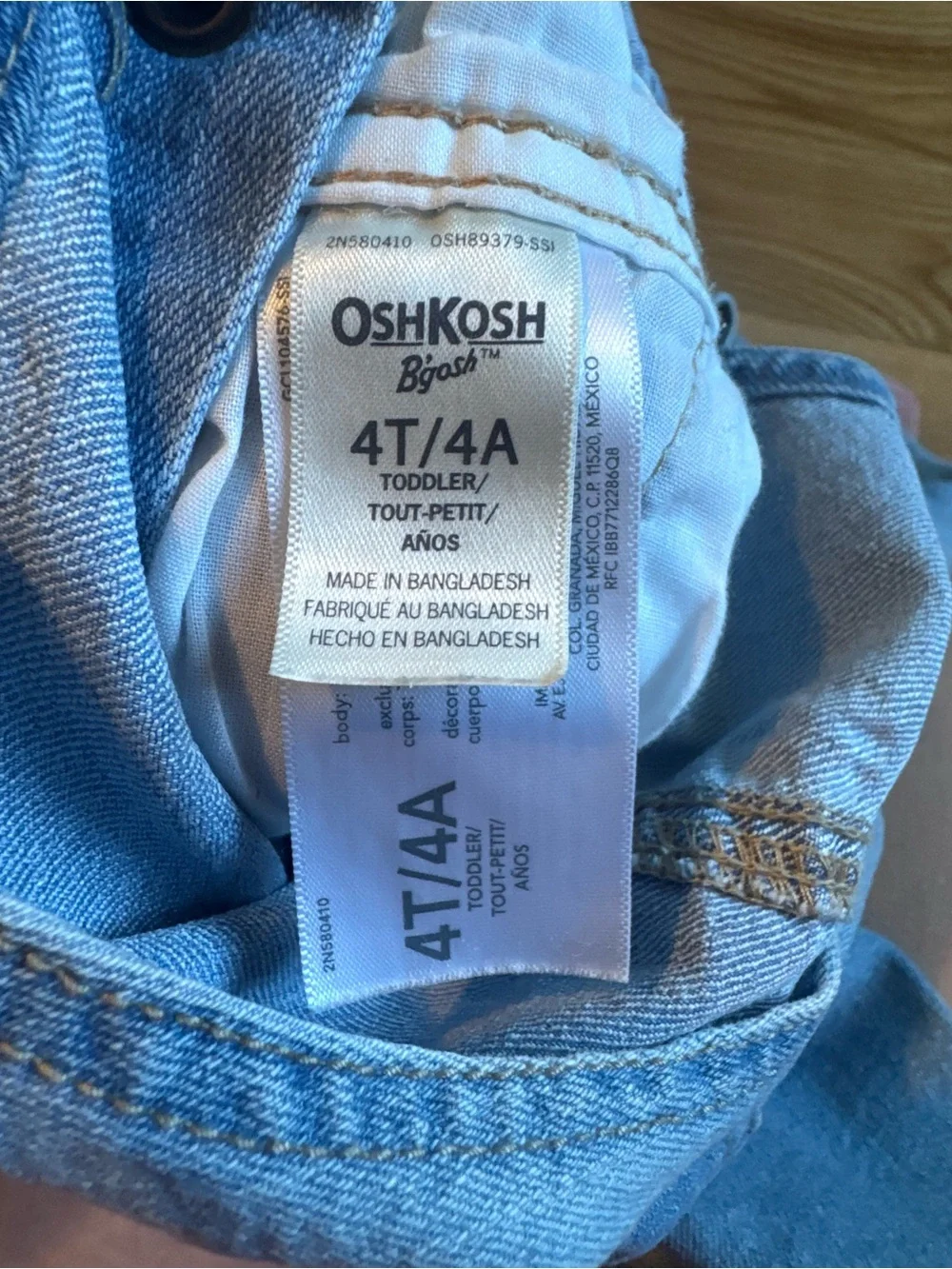 OshKosh B'gosh Light Blue Denim Overalls with Pink Floral Cuff Lining